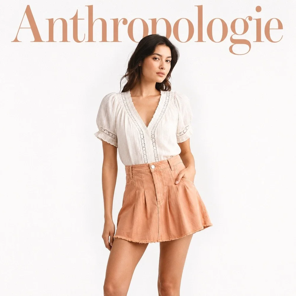 Pilcro Anthropologie Orange Denim Mini Skirt‎